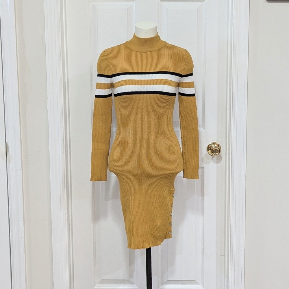 Striped Ribbed Sweater Dress